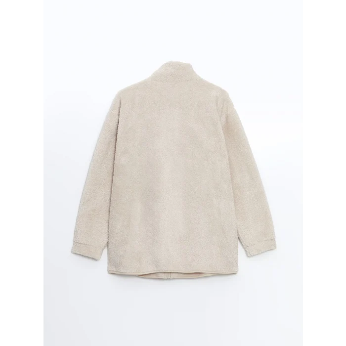 LCW Modest Ekru Dik Yaka Oversize Kadın Outdoor Polar