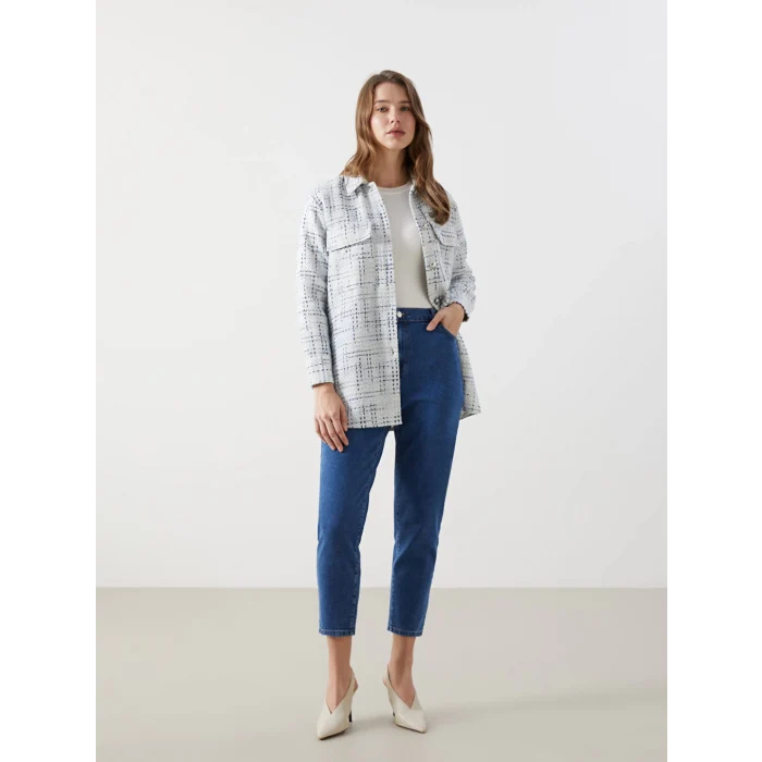 LCW Modest İndigo Mom Fit Kadın Jean Pantolon