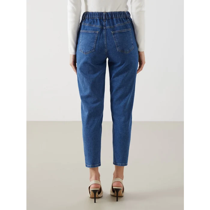 LCW Modest İndigo Mom Fit Kadın Jean Pantolon