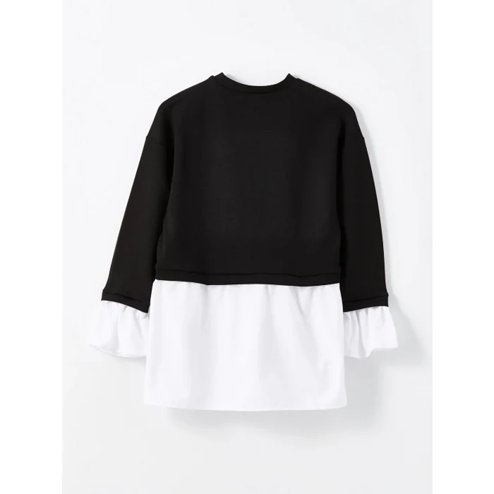 LCW Modest Siyah Bisiklet Yaka Kadın Sweatshirt Tunik