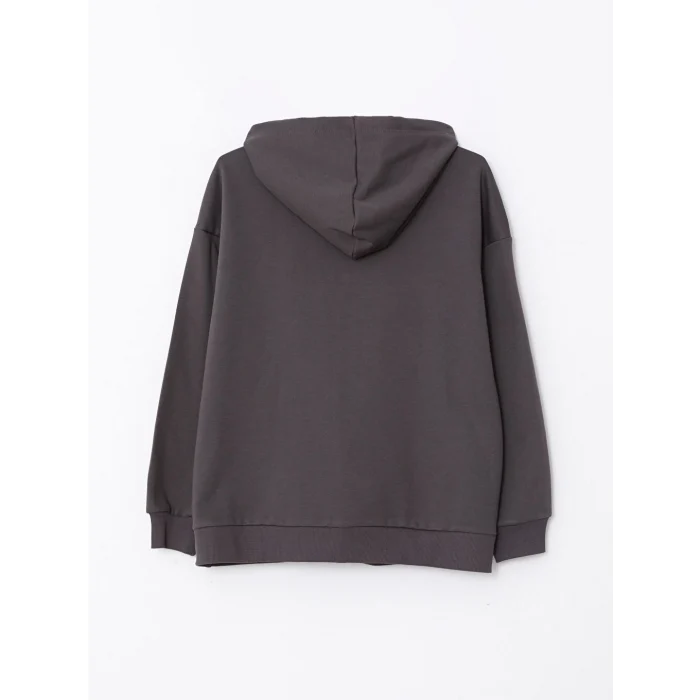 LCW Vision Antrasit Kapüşonlu Baskılı Uzun Kollu Kadın Sweatshirt