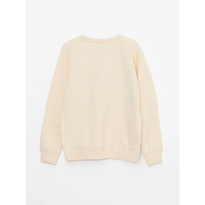 LCW Vision Bej Bisiklet Yaka Baskılı Uzun Kollu Kadın Sweatshirt