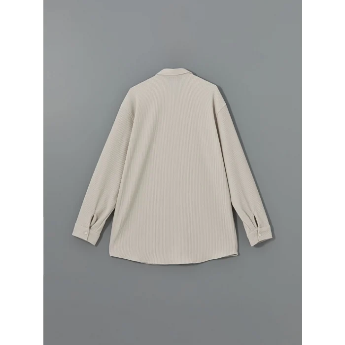 LCW Vision Bej Rahat Kalıp Uzun Kollu Erkek Dokulu Gömlek