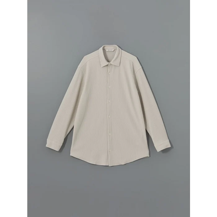 LCW Vision Bej Rahat Kalıp Uzun Kollu Erkek Dokulu Gömlek