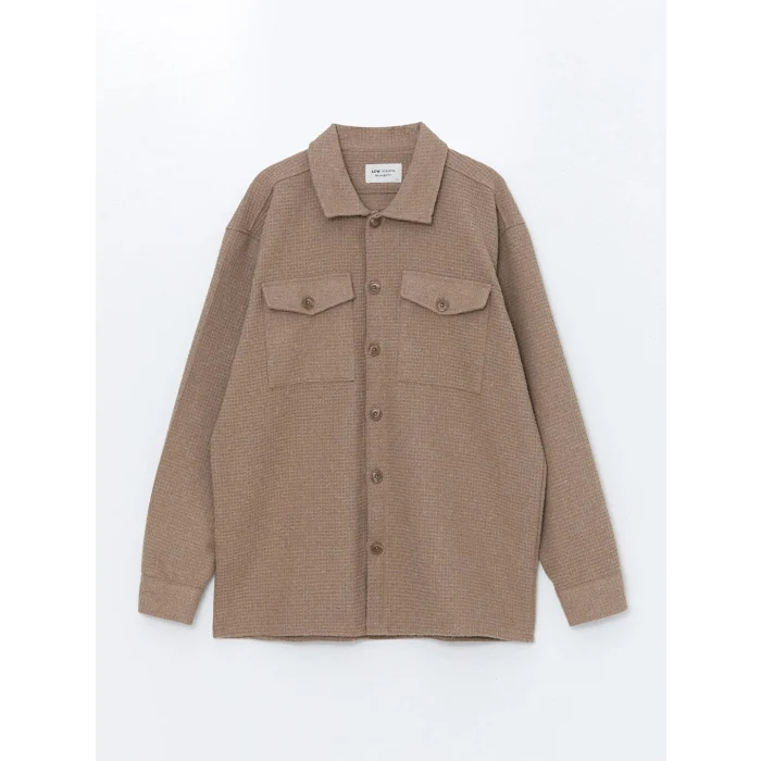 LCW Vision Bej Regular Fit Uzun Kollu Erkek Gömlek Ceket