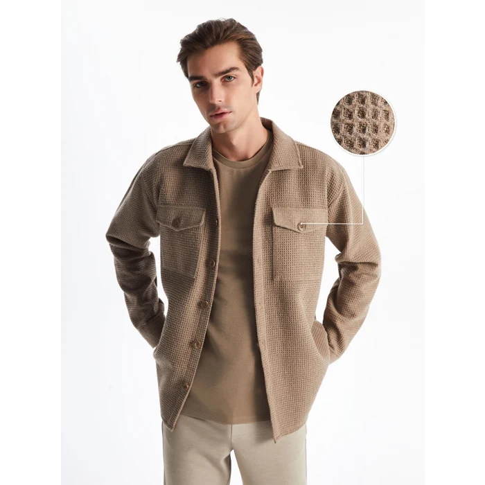 LCW Vision Bej Regular Fit Uzun Kollu Erkek Gömlek Ceket