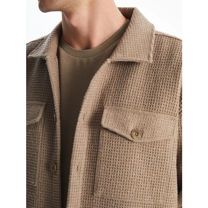 LCW Vision Bej Regular Fit Uzun Kollu Erkek Gömlek Ceket