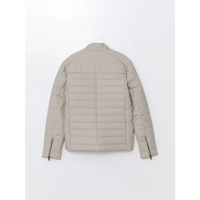 LCW Vision Bej Slim Fit Dik Yaka Erkek Deri Görünümlü Mont