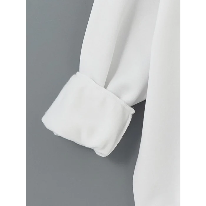 LCW Vision Beyaz Dik Yaka Baskılı Oversize Kadın Kalın Sweatshirt