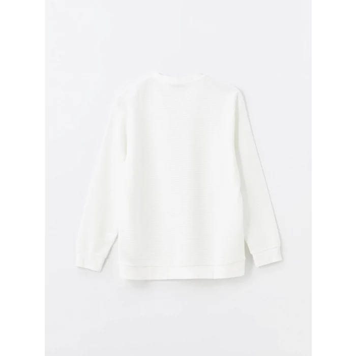 LCW Vision Ekru Bisiklet Yaka Uzun Kollu Erkek Dokulu Sweatshirt