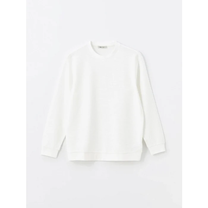 LCW Vision Ekru Bisiklet Yaka Uzun Kollu Erkek Dokulu Sweatshirt