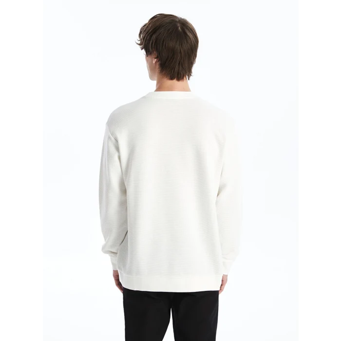 LCW Vision Ekru Bisiklet Yaka Uzun Kollu Erkek Dokulu Sweatshirt