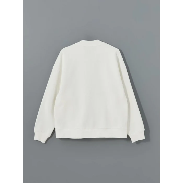 LCW Vision Ekru Kolej Yaka Oversize Kadın Fermuarlı Sweatshirt