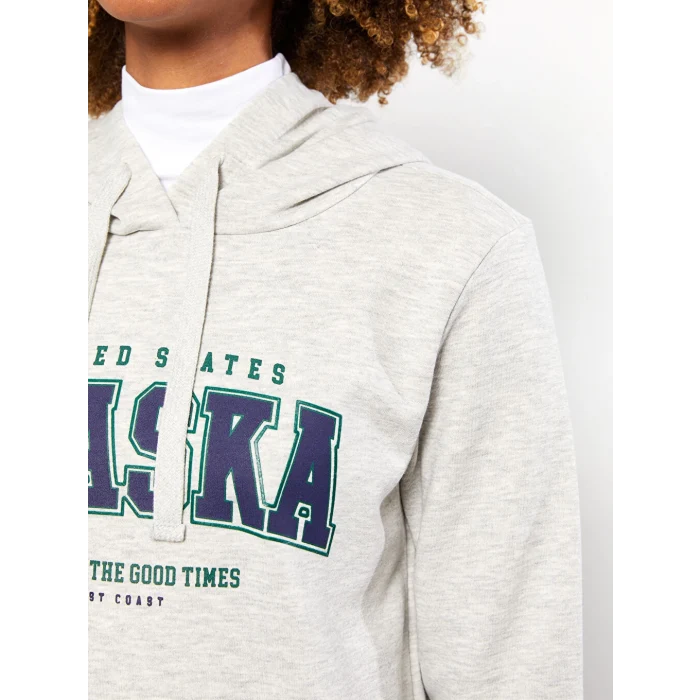 LCW Vision Gri Baskılı Kadın Kalın Hoodie