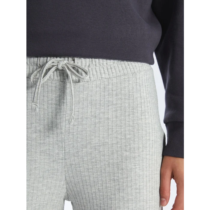 LCW Vision Gri Beli Lastikli Düz Kaşkorse Kadın Pantolon