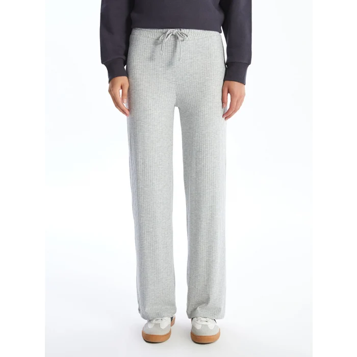 LCW Vision Gri Beli Lastikli Düz Kaşkorse Kadın Pantolon