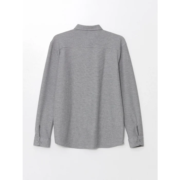 LCW Vision Gri Slim Fit Uzun Kollu Erkek Dokulu Gömlek