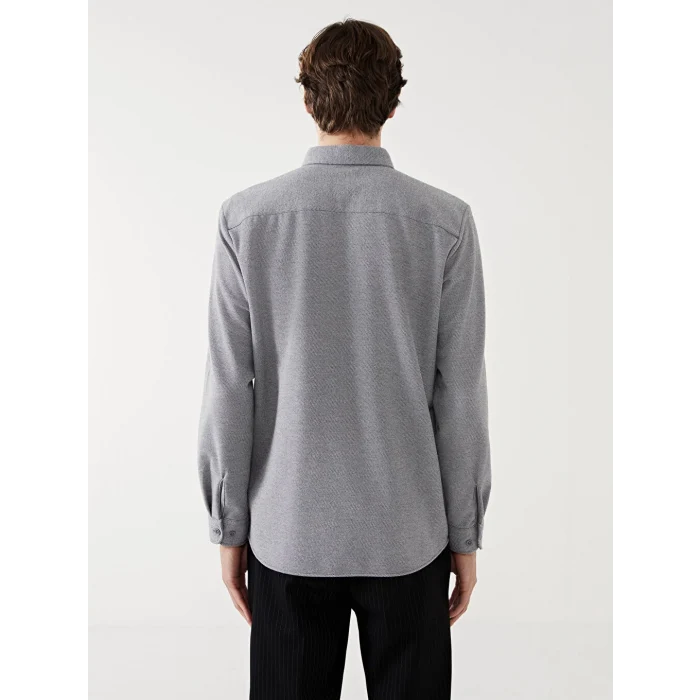 LCW Vision Gri Slim Fit Uzun Kollu Erkek Gömlek