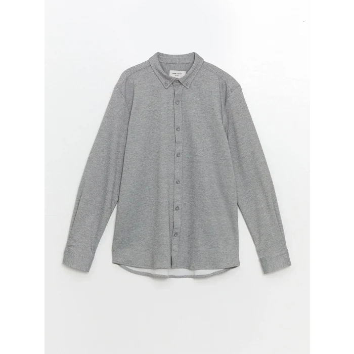 LCW Vision Gri Slim Fit Uzun Kollu Erkek Gömlek