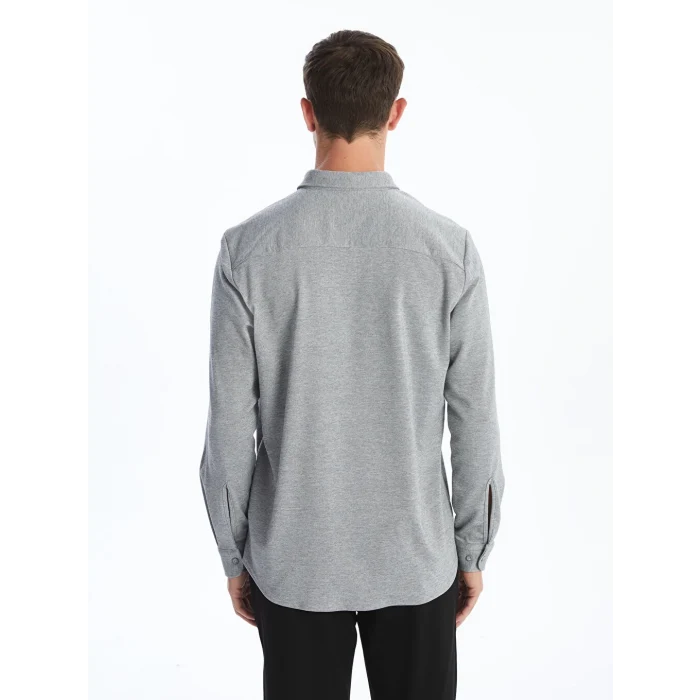 LCW Vision Gri Slim Fit Uzun Kollu Erkek Gömlek