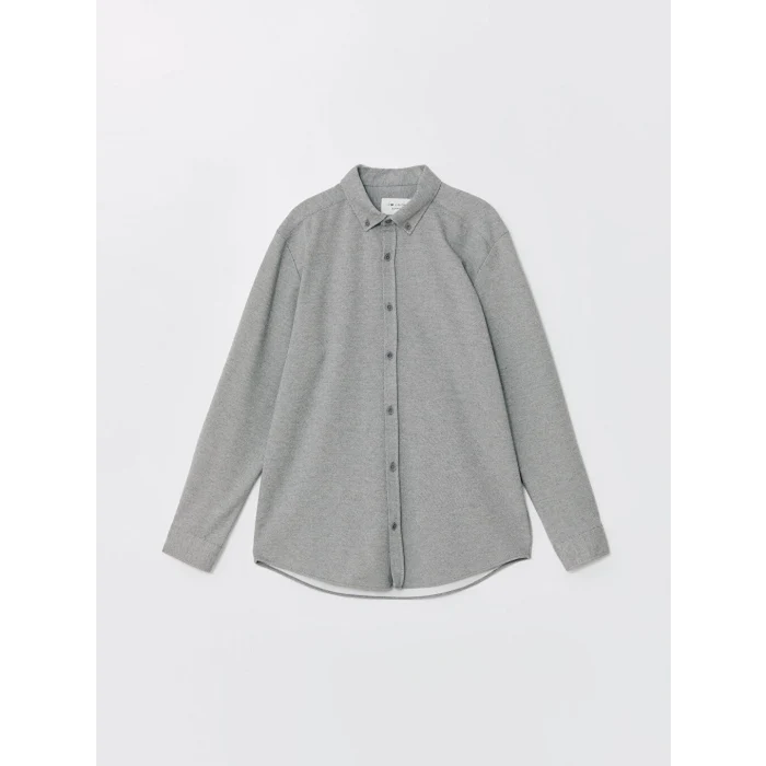 LCW Vision Gri Slim Fit Uzun Kollu Erkek Gömlek