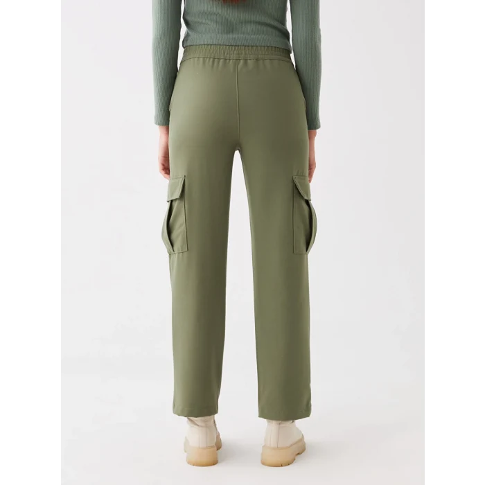 LCW Vision Haki Standart Fit Gabardin Kadın Kargo Pantolon