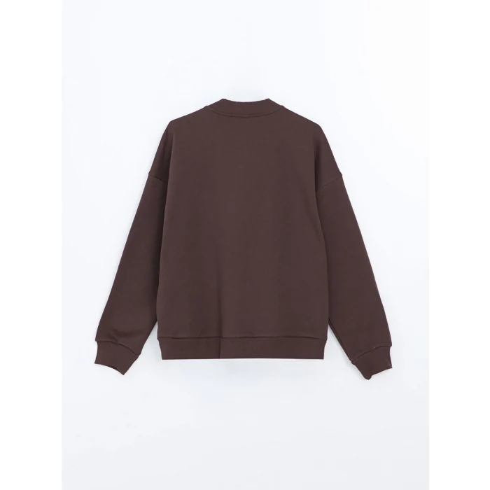 LCW Vision Kahverengi Kolej Yaka Oversize Kadın Fermuarlı Sweatshirt