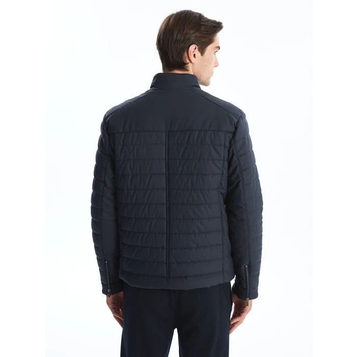 LCW Vision Lacivert Slim Fit Dik Yaka Erkek Deri Görünümlü Mont