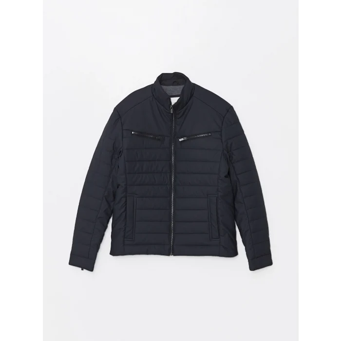 LCW Vision Lacivert Slim Fit Dik Yaka Erkek Deri Görünümlü Mont