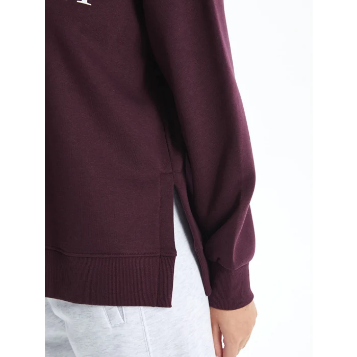 LCW Vision Mürdüm Bisiklet Yaka Baskılı Oversize Kadın Kalın Sweatshirt