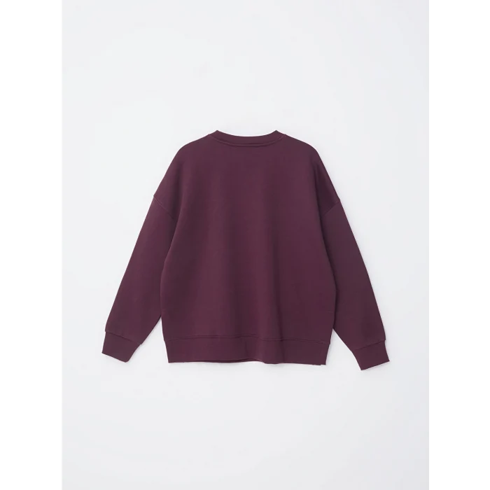 LCW Vision Mürdüm Bisiklet Yaka Baskılı Oversize Kadın Kalın Sweatshirt