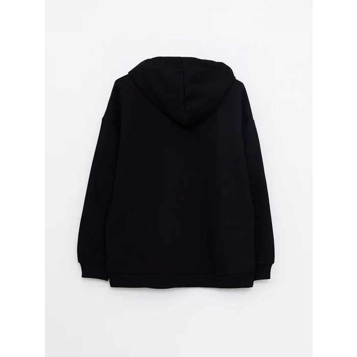 LCW Vision Siyah Baskılı Kadın Kalın Hoodie