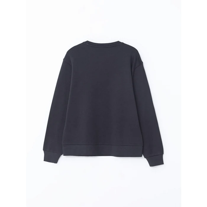 LCW Vision Siyah Bisiklet Yaka Parlak Taşlı Kadın Kalın Sweatshirt