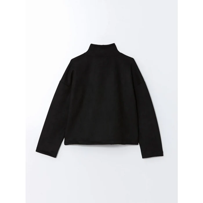 LCW Vision Siyah Dik Yaka Düz Oversize Kadın Sweatshirt