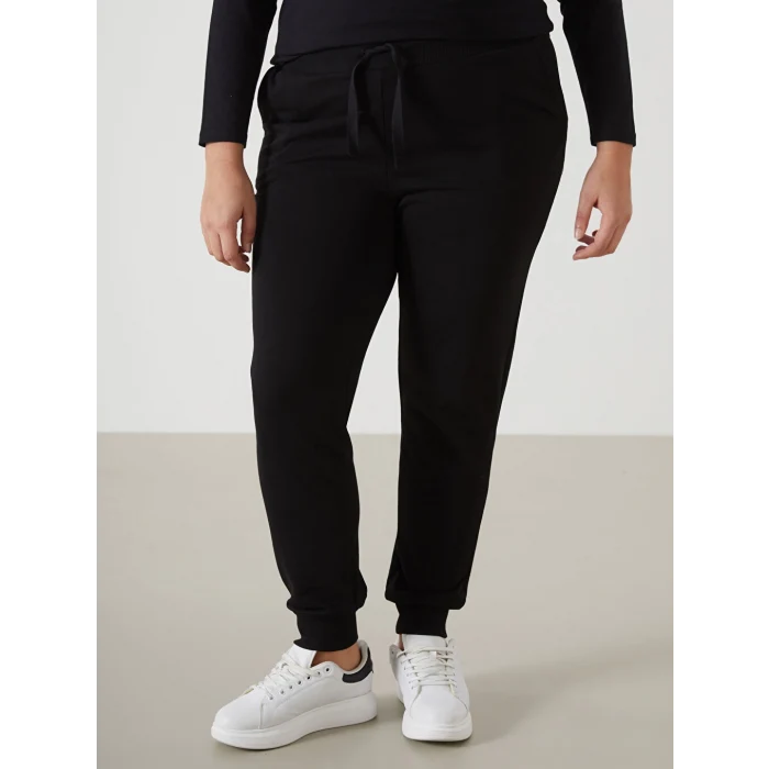 LCW Vision Siyah Kadın Beli Lastikli Düz Jogger Eşofman Altı
