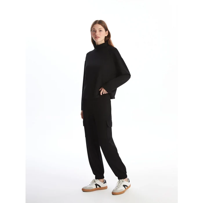 LCW Vision Siyah Kadın Beli Lastikli Düz Jogger Eşofman Altı