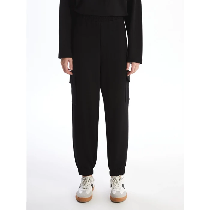 LCW Vision Siyah Kadın Beli Lastikli Düz Jogger Eşofman Altı