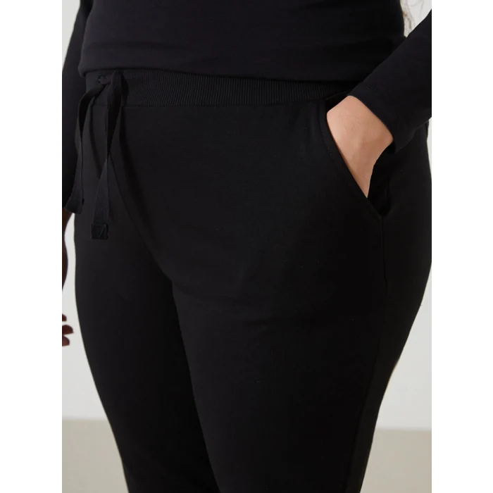 LCW Vision Siyah Kadın Beli Lastikli Düz Jogger Eşofman Altı