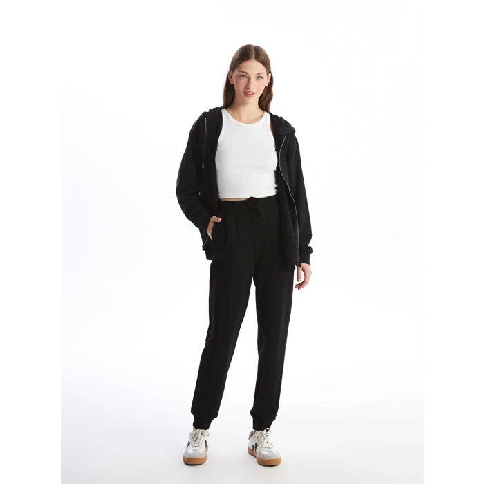 LCW Vision Siyah Kadın Beli Lastikli Düz Jogger Eşofman Altı