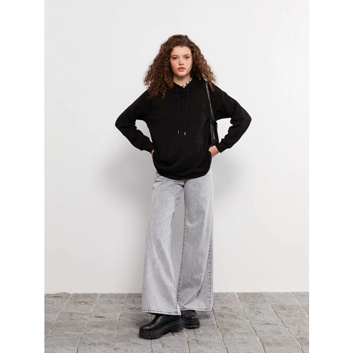 LCW Vision Siyah Kadın Kalın Hoodie