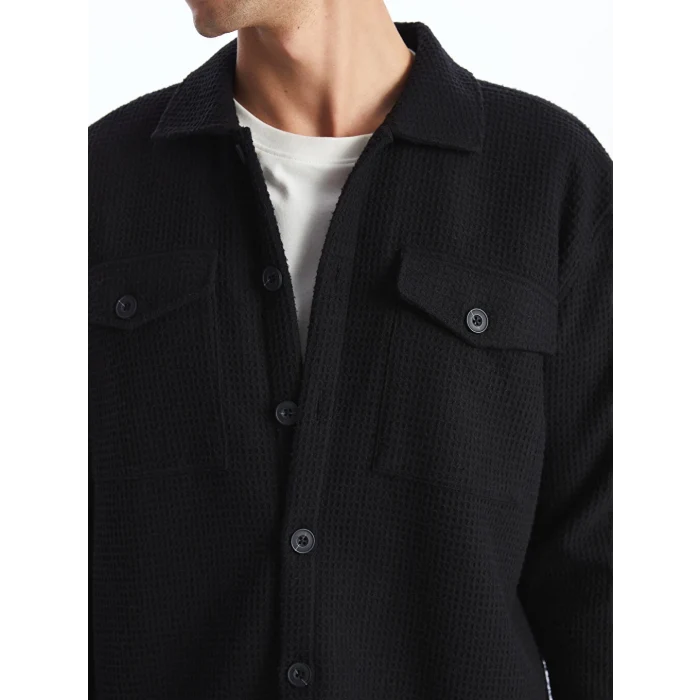 LCW Vision Siyah Regular Fit Uzun Kollu Erkek Gömlek Ceket