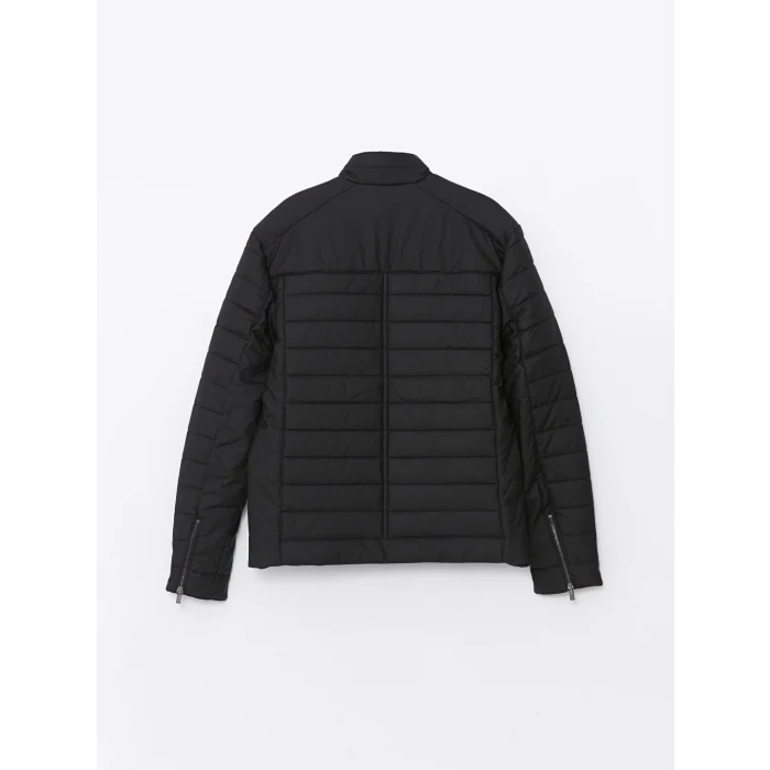 LCW Vision Siyah Slim Fit Dik Yaka Erkek Deri Görünümlü Mont