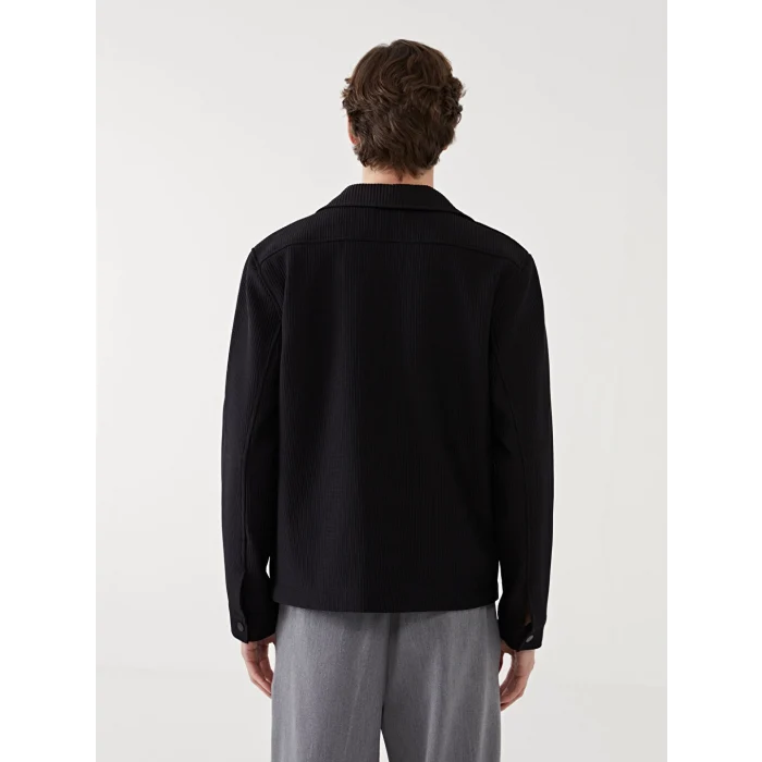 LCW Vision Siyah Slim Fit Gömlek Yaka Erkek Mont