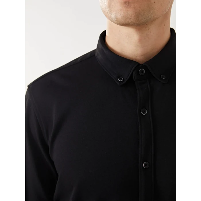 LCW Vision Siyah Slim Fit Uzun Kollu Erkek Gömlek