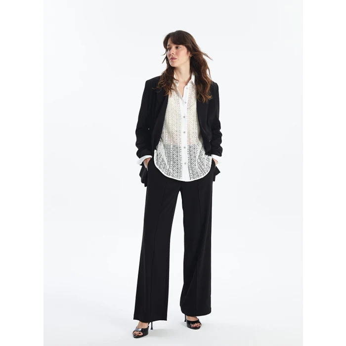 LCW Vision Siyah Standart Fit Düz Geniş Paça Kadın Pantolon