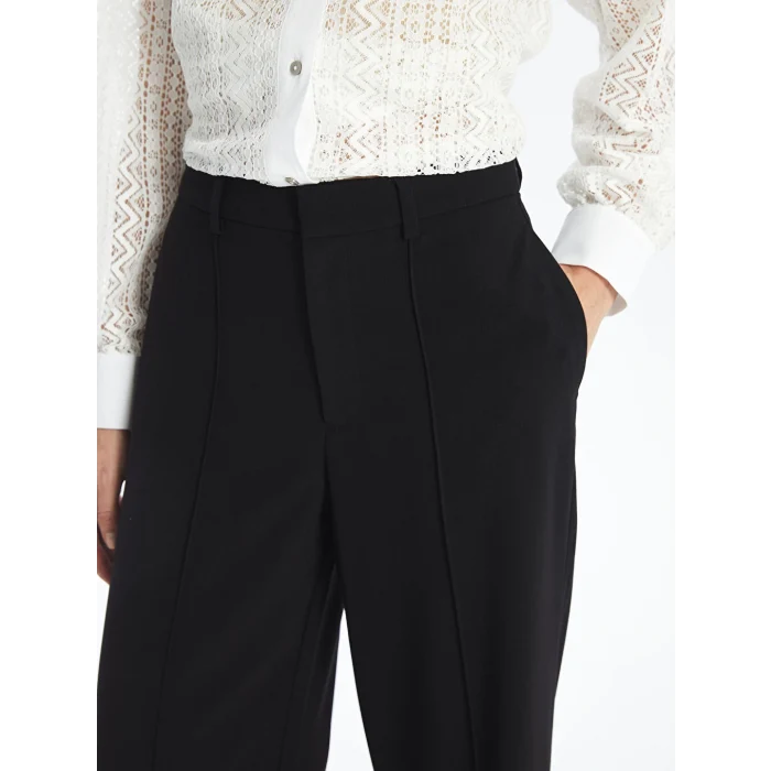 LCW Vision Siyah Standart Fit Düz Geniş Paça Kadın Pantolon