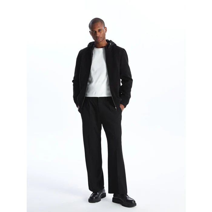 LCW Vision Siyah Standart Kalıp Kapüşonlu Erkek Triko Hırka