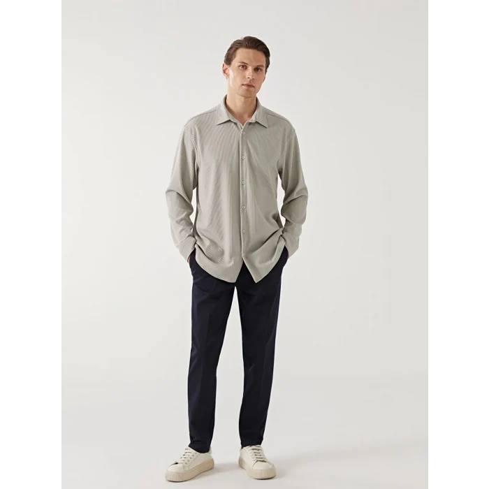 LCW Vision Yeşil Rahat Kalıp Uzun Kollu Erkek Dokulu Gömlek