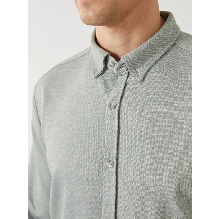 LCW Vision Yeşil Slim Fit Uzun Kollu Erkek Gömlek