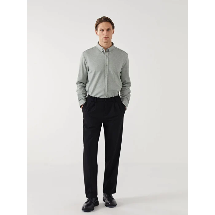 LCW Vision Yeşil Slim Fit Uzun Kollu Erkek Gömlek